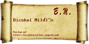 Bicskei Milán névjegykártya