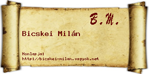 Bicskei Milán névjegykártya